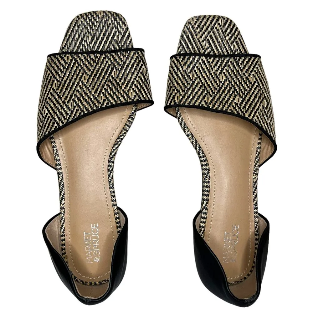 Market & Spruce SIZE 8 Aletta Raffia Flat - Stitch Fix Round Open Toe Low Heel - Image 3