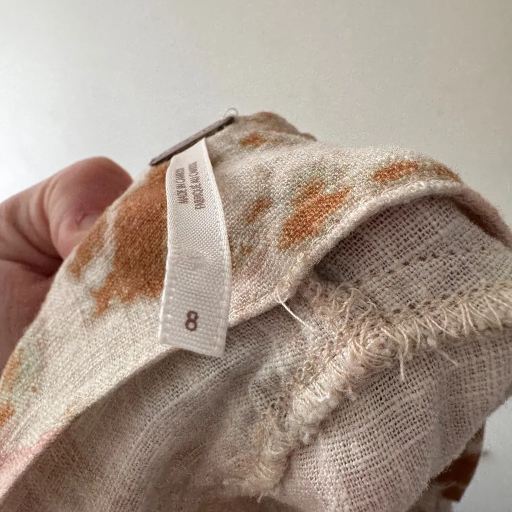 Free People Sweet As Beach Mini Skirt Wrap Tie Style Ruffle Side Size 8 Linen - Image 8