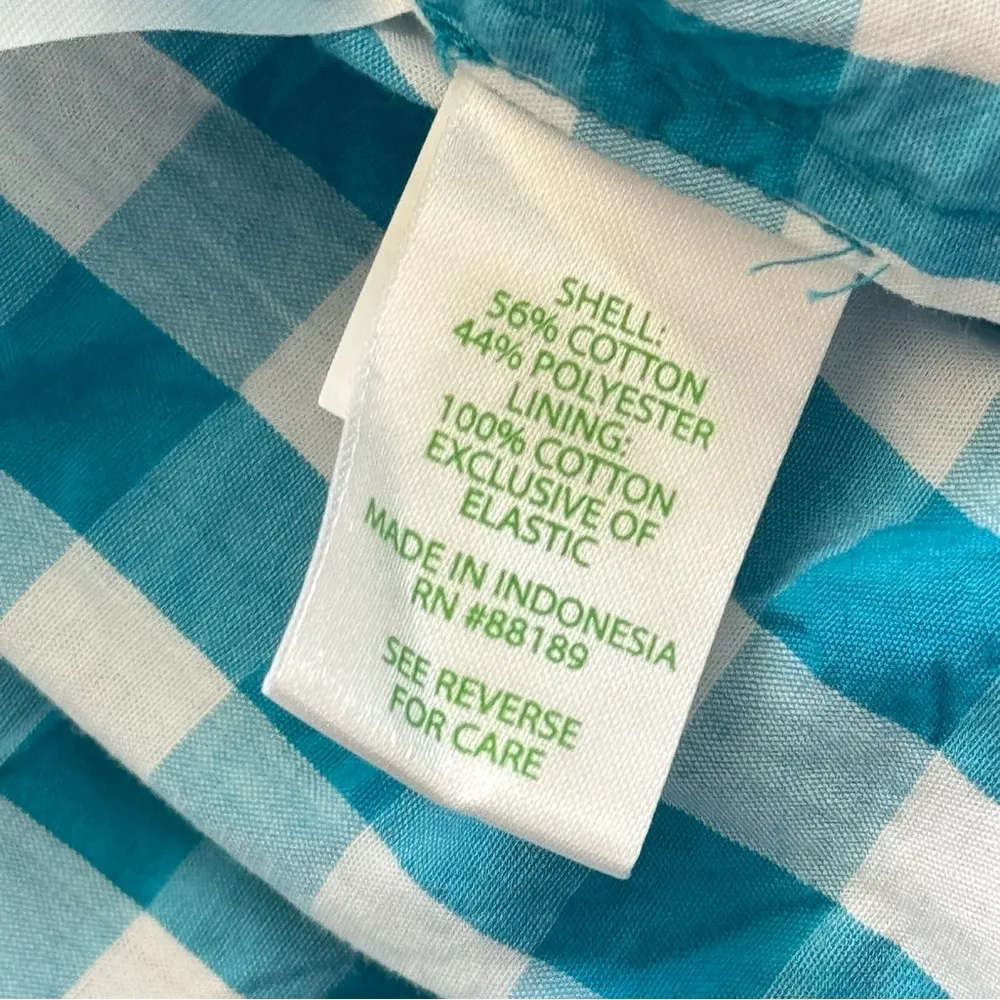 Lilly Pulitzer Sarafina Turquoise Oasis Crinkle Gingham Short Puff Sleeves Top 4 - Image 12