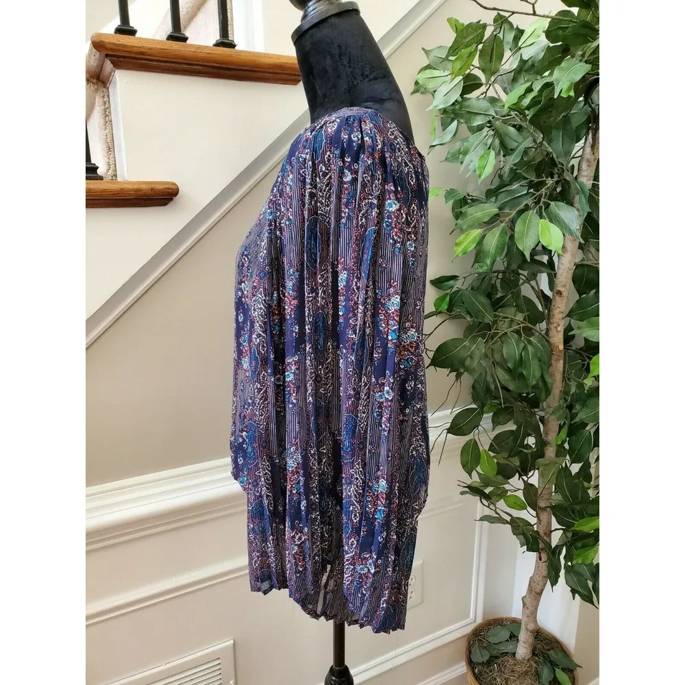 Fire los Angeles Women's Blue Polyester Round Neck Long Sleeve Casual Blouse M - Image 5