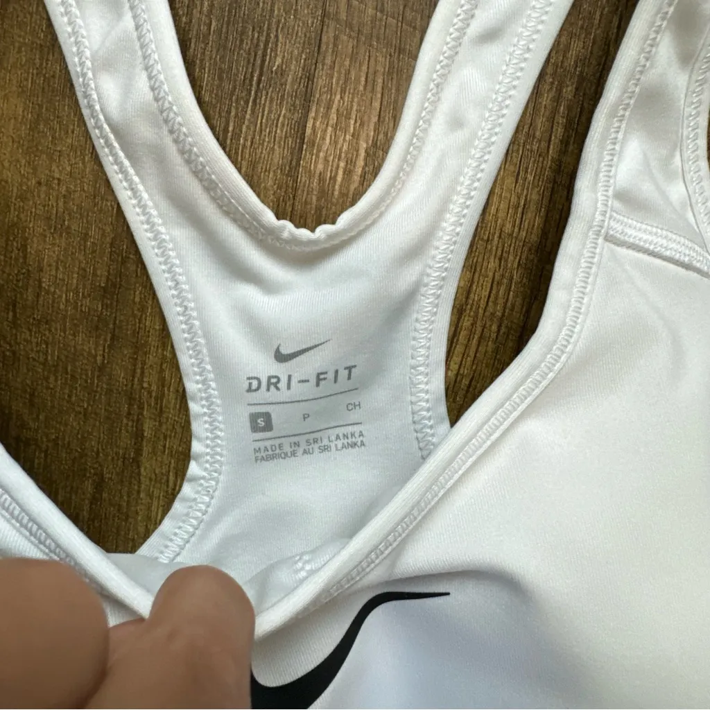 Nike Womens Classic Pro Padded Sports Bra Sz Small White Swoosh Logo Front - Image 7