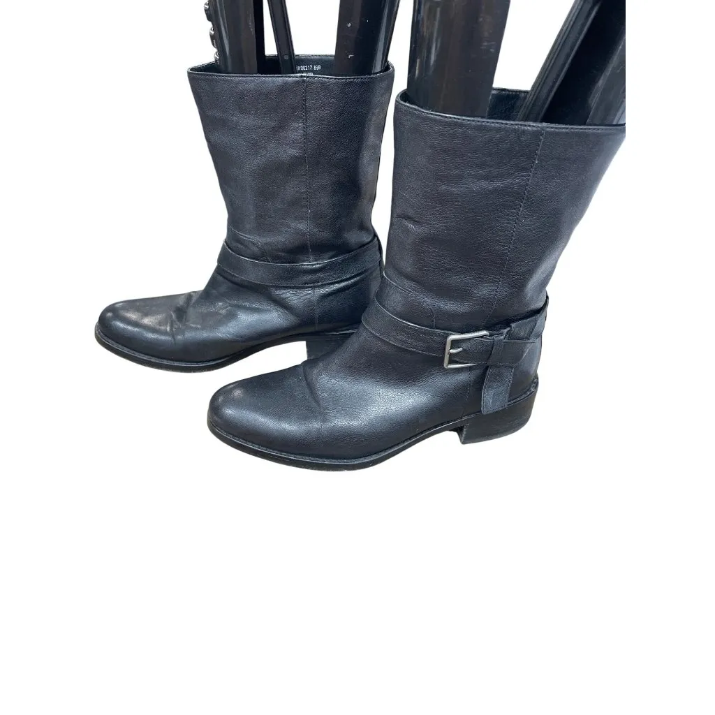 Cole Haan Grand Womans Black Leather Mid Calf Line Boots Sz 8.5B SKU 9508 - Image 3