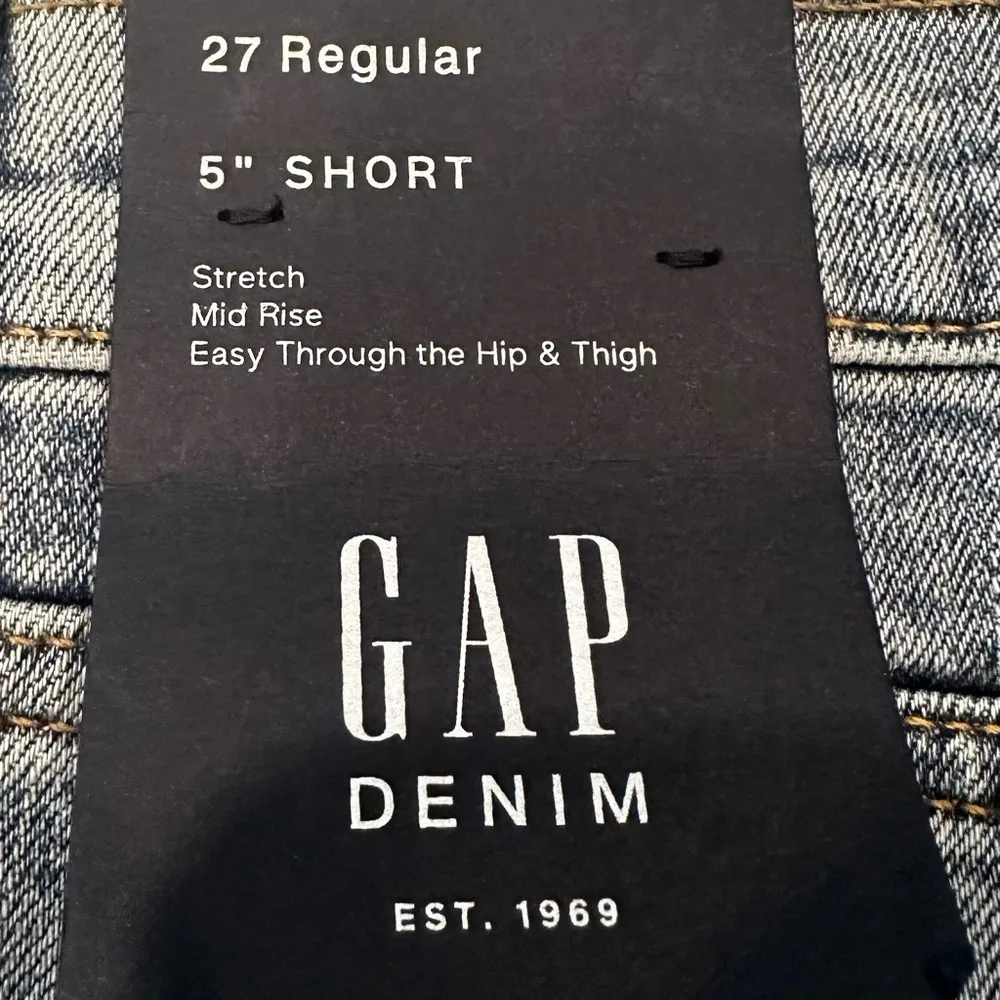 Gap Mid-Rise Stretch Denim Shorts Womens 27 Indigo Distressed Boho Hippie Dainty - Image 4