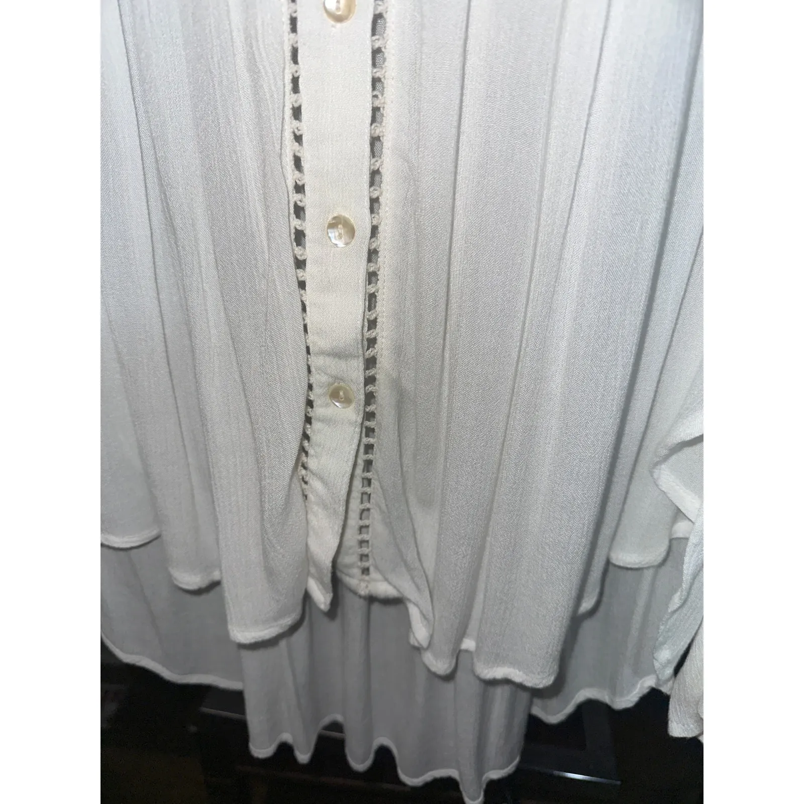 Free People Katie Bird Crochet Inset Button down top - Image 9