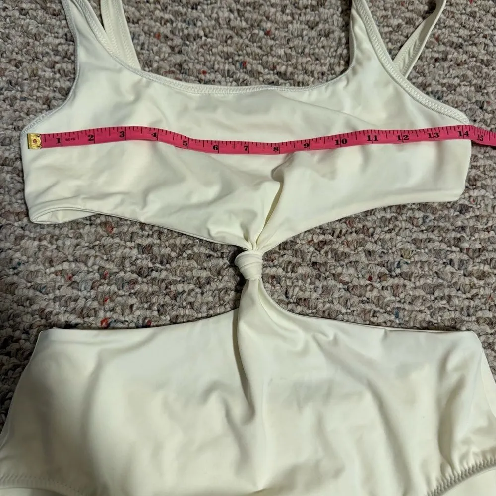 Solid & Striped Bailey Knotted Cutout One Piece Swimsuit Cream/White- Size Large - Image 7