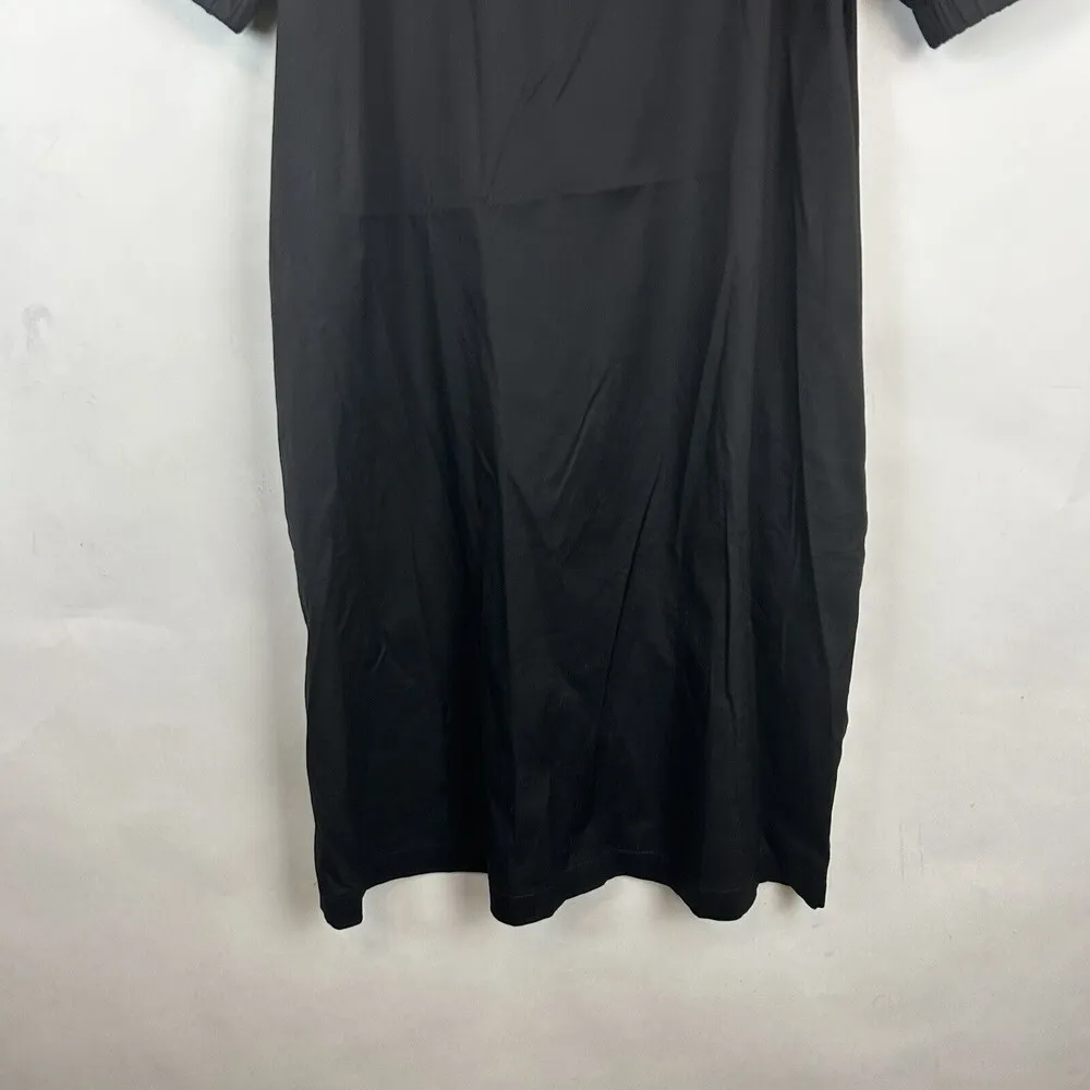 NEW CHICOS Size 1 US M 8/10 black Puff Sleeve Dress Casual Midi Length Shift - Image 3