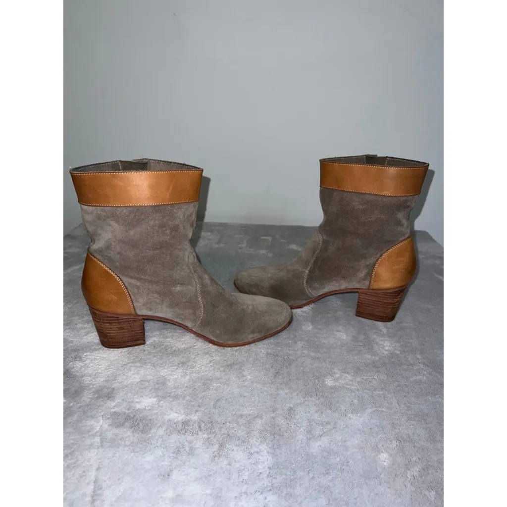 Women's Sebago Taupe Suede & Brown Leather Ankle Boots Size 10 Tan - Image 5