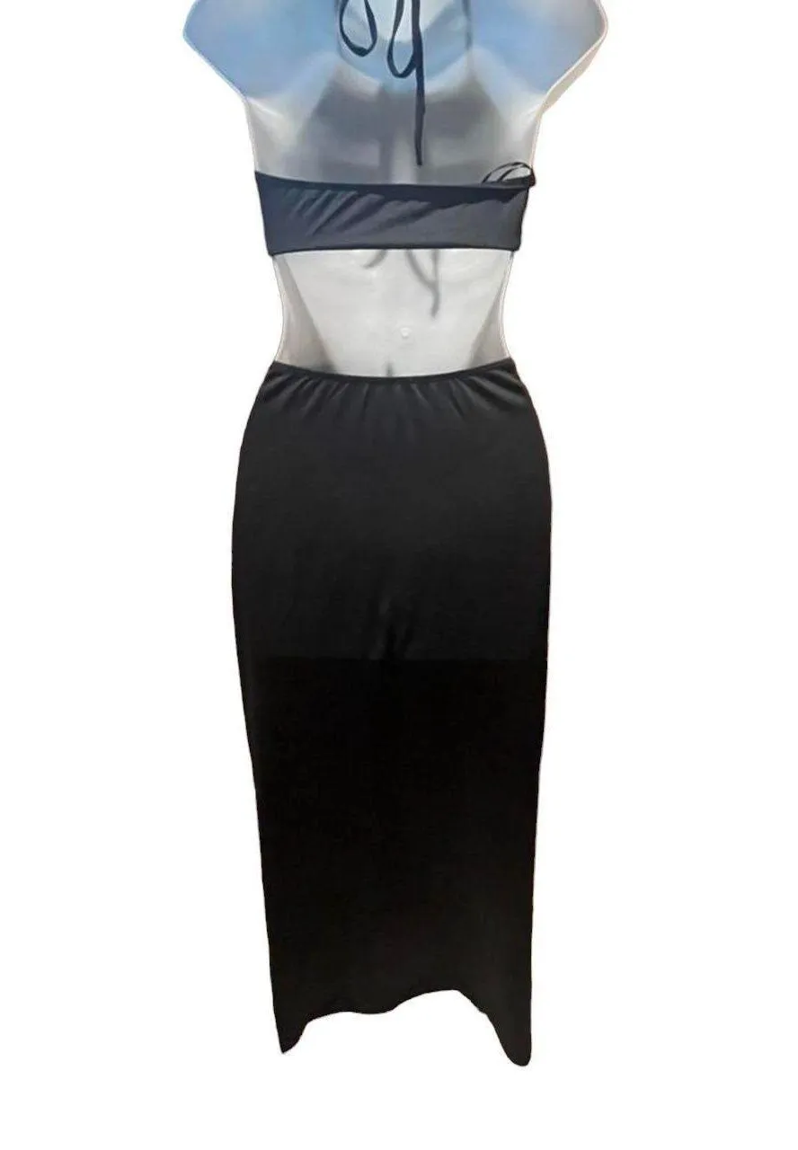 Princess Polly Black Sunset Halter Midi Dress - Image 2