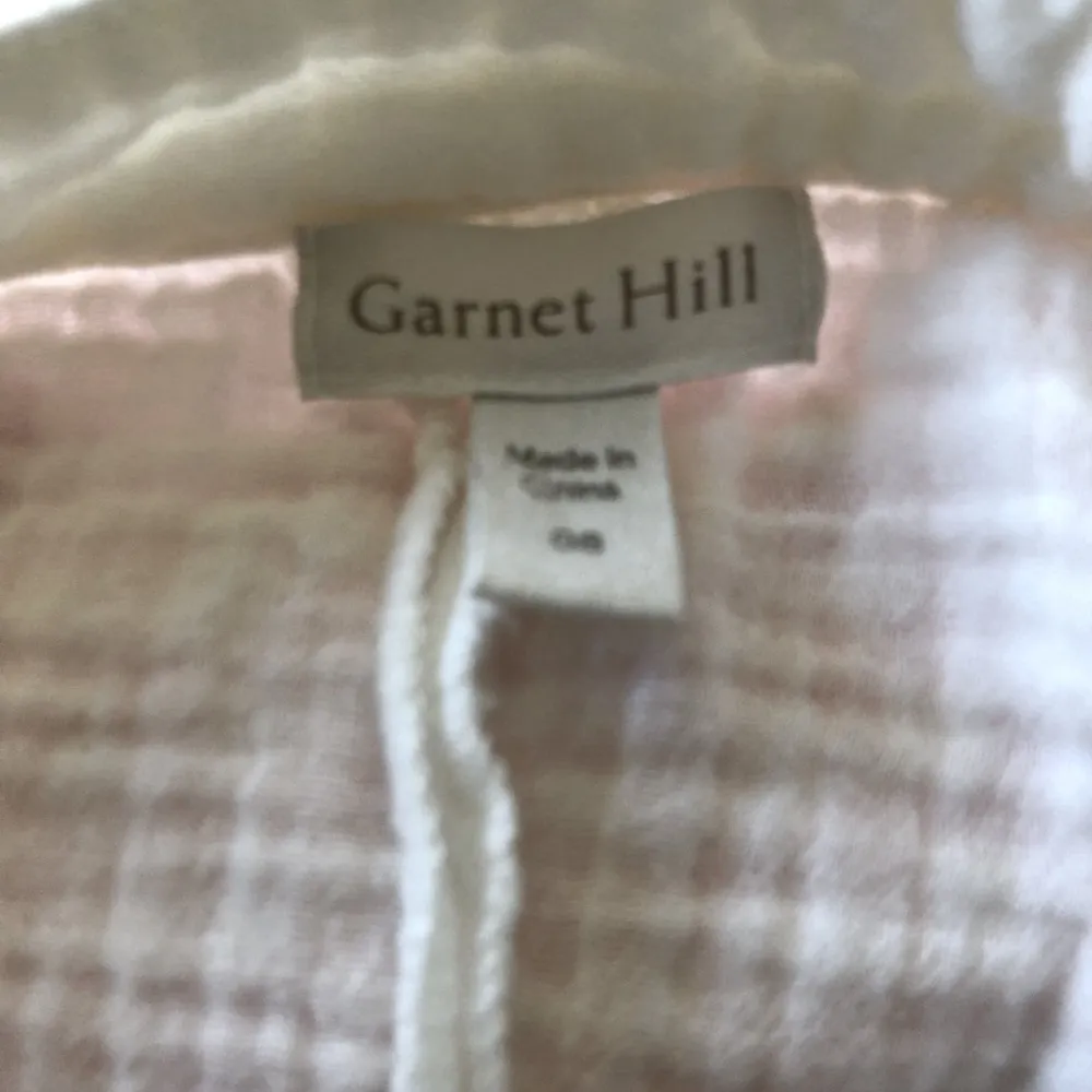 Garnet Hill Textured Gauze Top Blouse Sz. 8 White V~Neck Long Sleeve Boho Style - Image 5