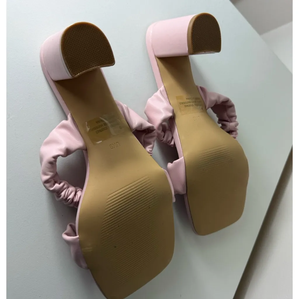 Ego Light Pink Faux Leather Scrunch Strap Block Heel Mules Sandals Slides Sz 11 - Image 7