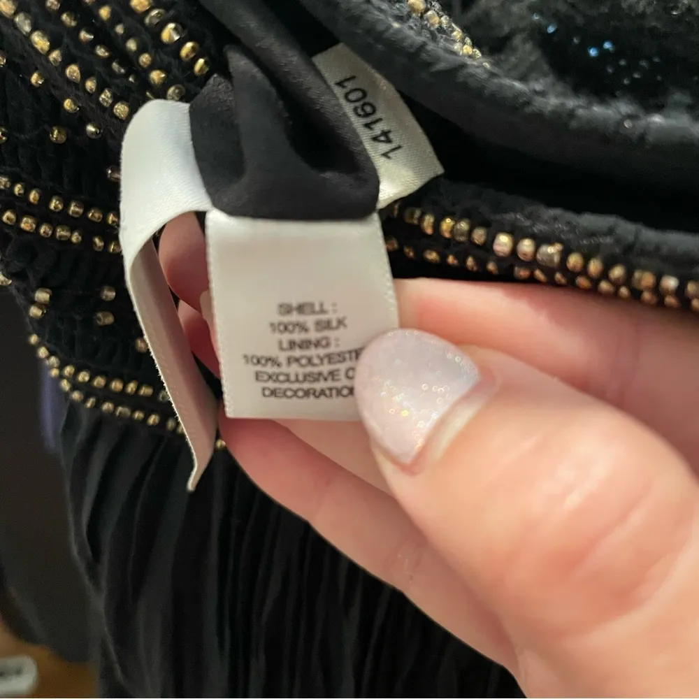 Ann Taylor Silk Midi Length Skirt with Gold Beading, Size 4 - Image 6