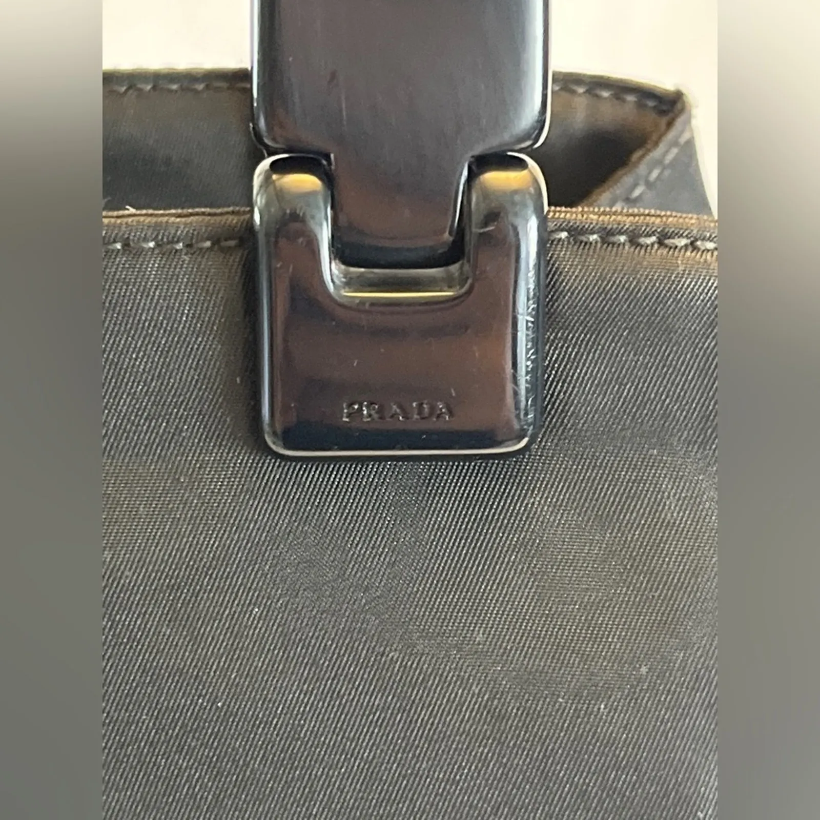 Prada Lucite Handle 90's Tote Black Nylon Made in Italy Minimalist Icon Vintage - Image 8