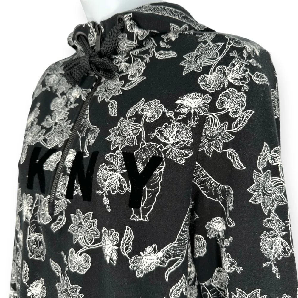 DKNY Sport | Small | Women's Sumatra Tiger and Flower Print Half-Zip Hoodie - Image 8