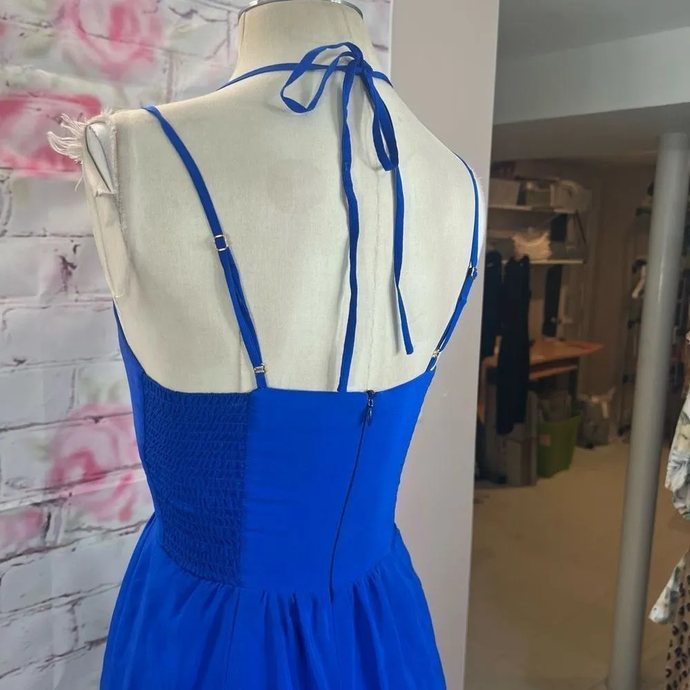 Amanda Uprichard Women's Smocked Side Double Strap Mini Sundress Blue Size PS - Image 9