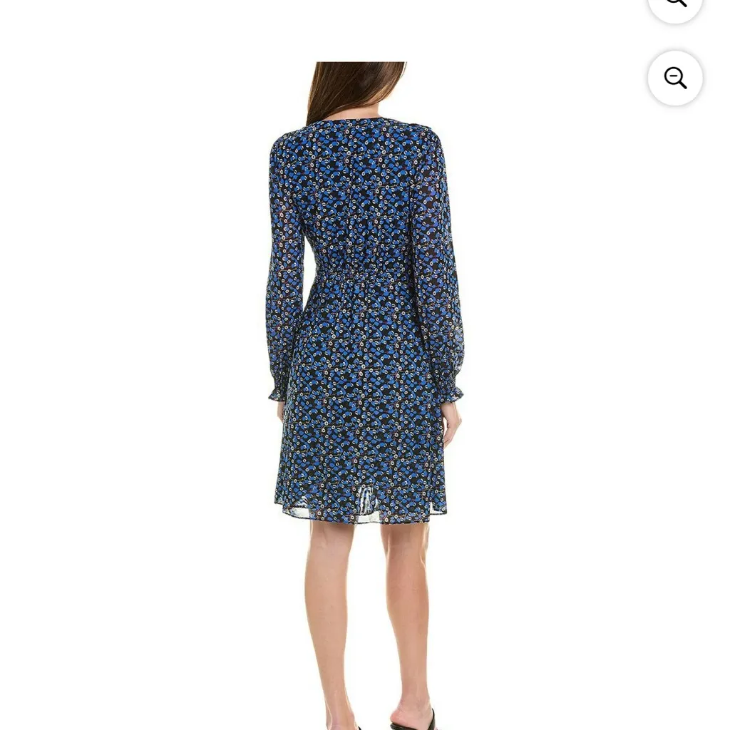 CAbi  Navy and White Patterned Long Sleeve Dress “The Ten Dress” - Image 2