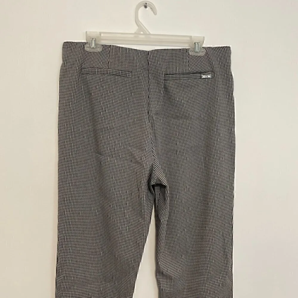 CALVIN KLEIN White Black Houndstooth Pull On Elastic Cropped ? Tapered Leg Pants - Image 12