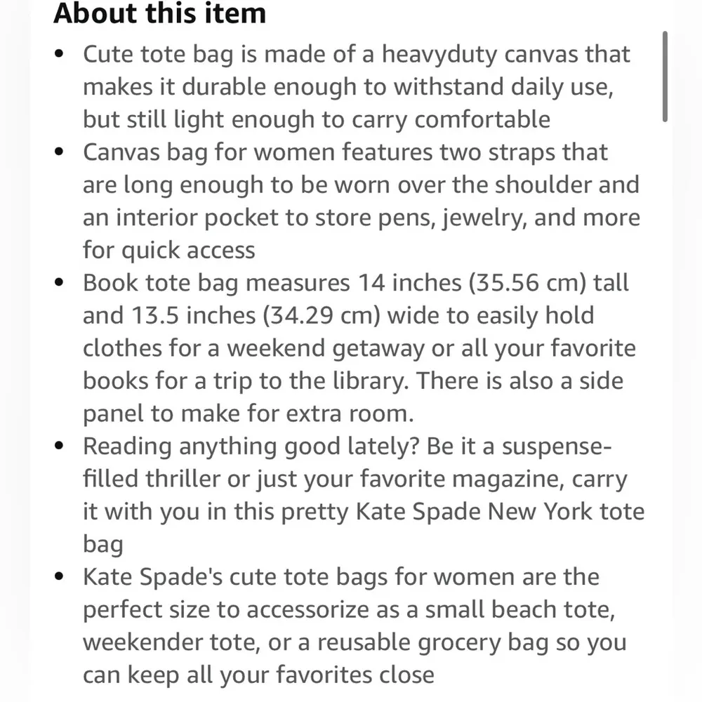 Kate Spade Cute Canvas Tote Bag for Women with Red 'Lucky' Print NEW - Image 3