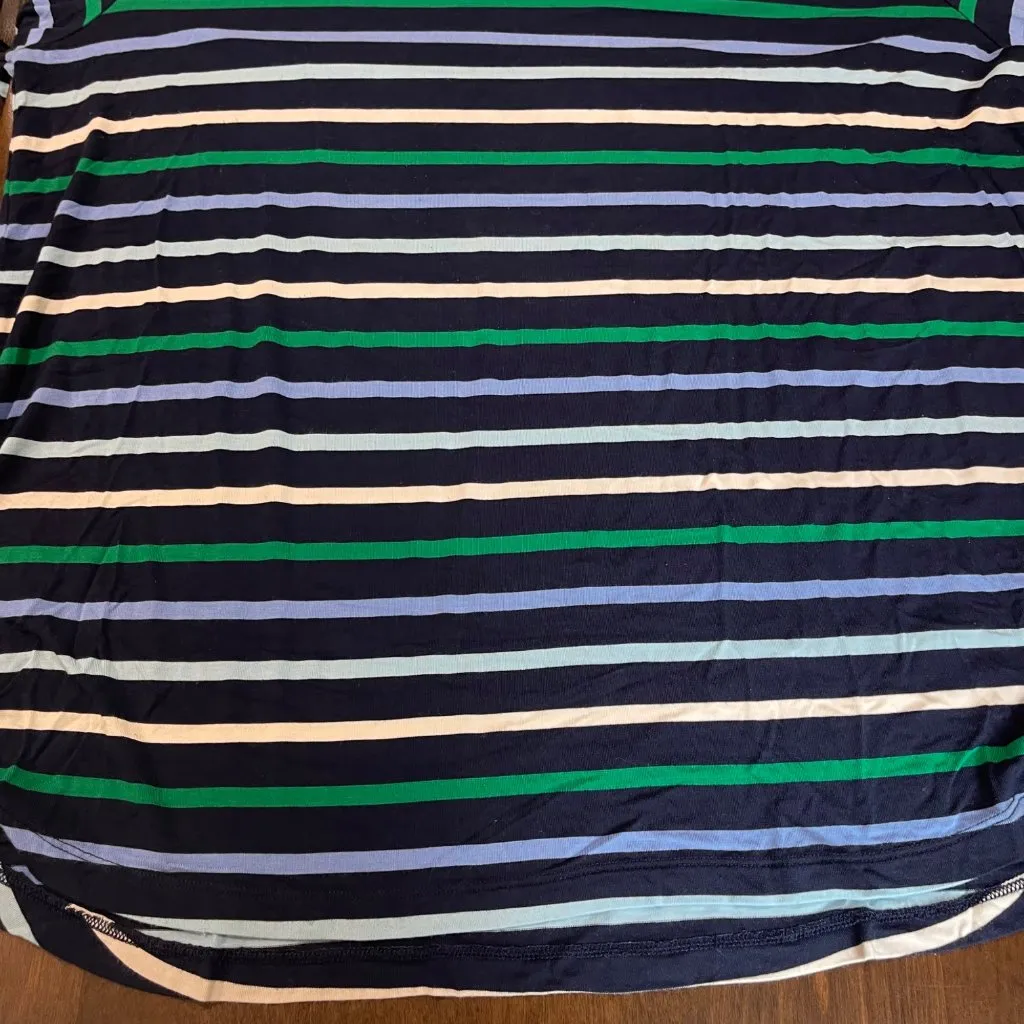 Gap Factory Luxe Long‎ Sleeve Striped Tee Women's Size XL Navy Scoop Neck Rayon - Image 6