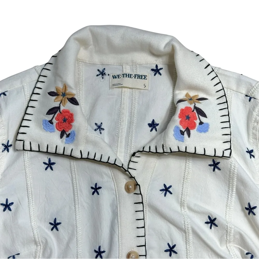 We the Free Ivory Ditsy Embroidered Little Shirt Blouse Womens S - Image 4