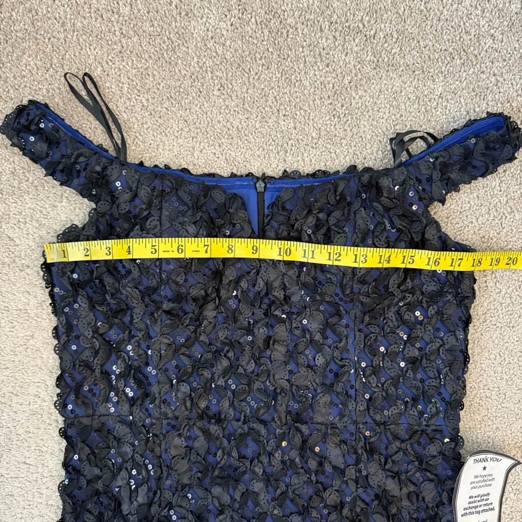 Xscape 6395X Appliqué Embellished Off The Shoulder Mermaid Gown Black Blue 12 - Image 6