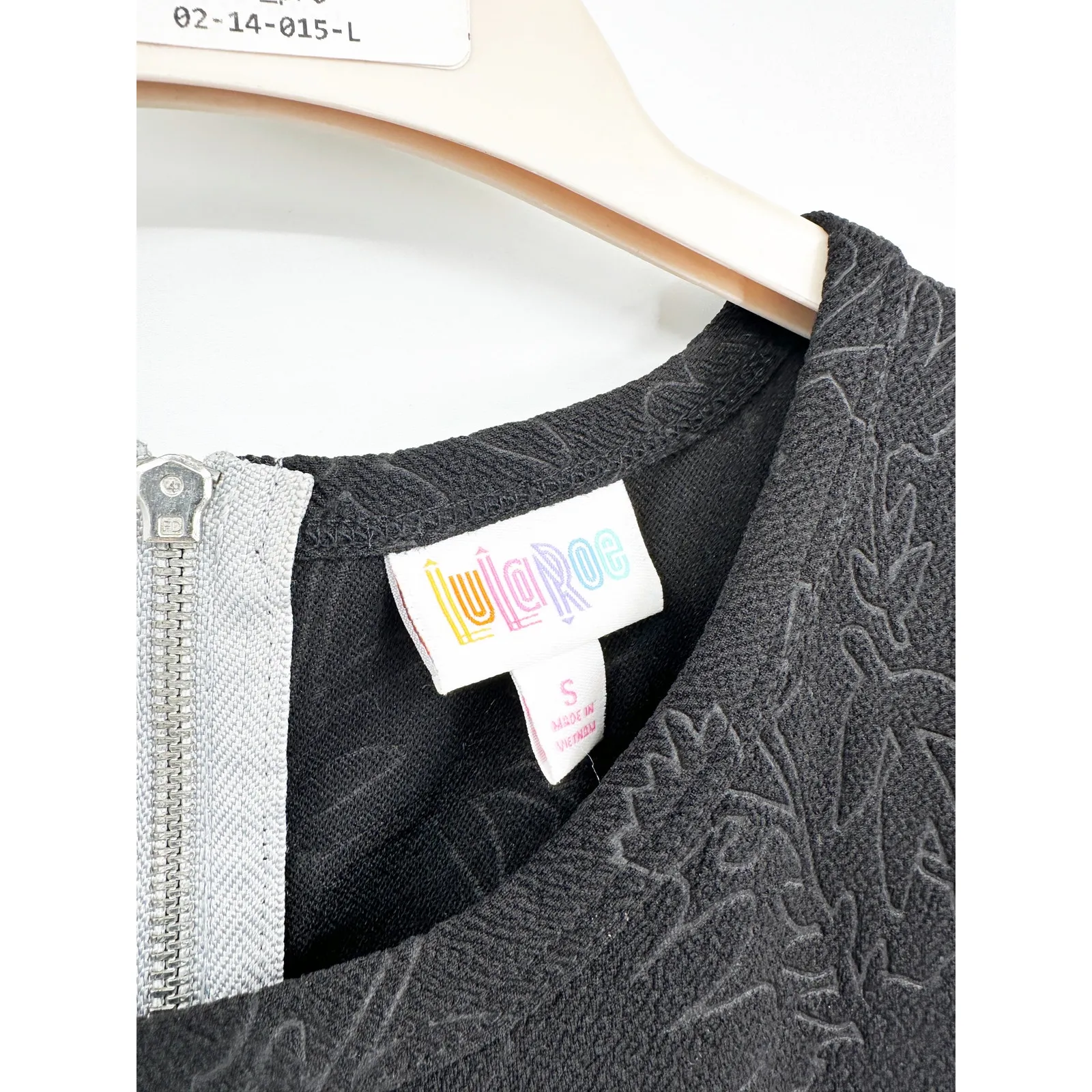 Lularoe Amelia Black Jacquard Short Sleeve Pleated A-Line Knee Length Dress S - Image 3