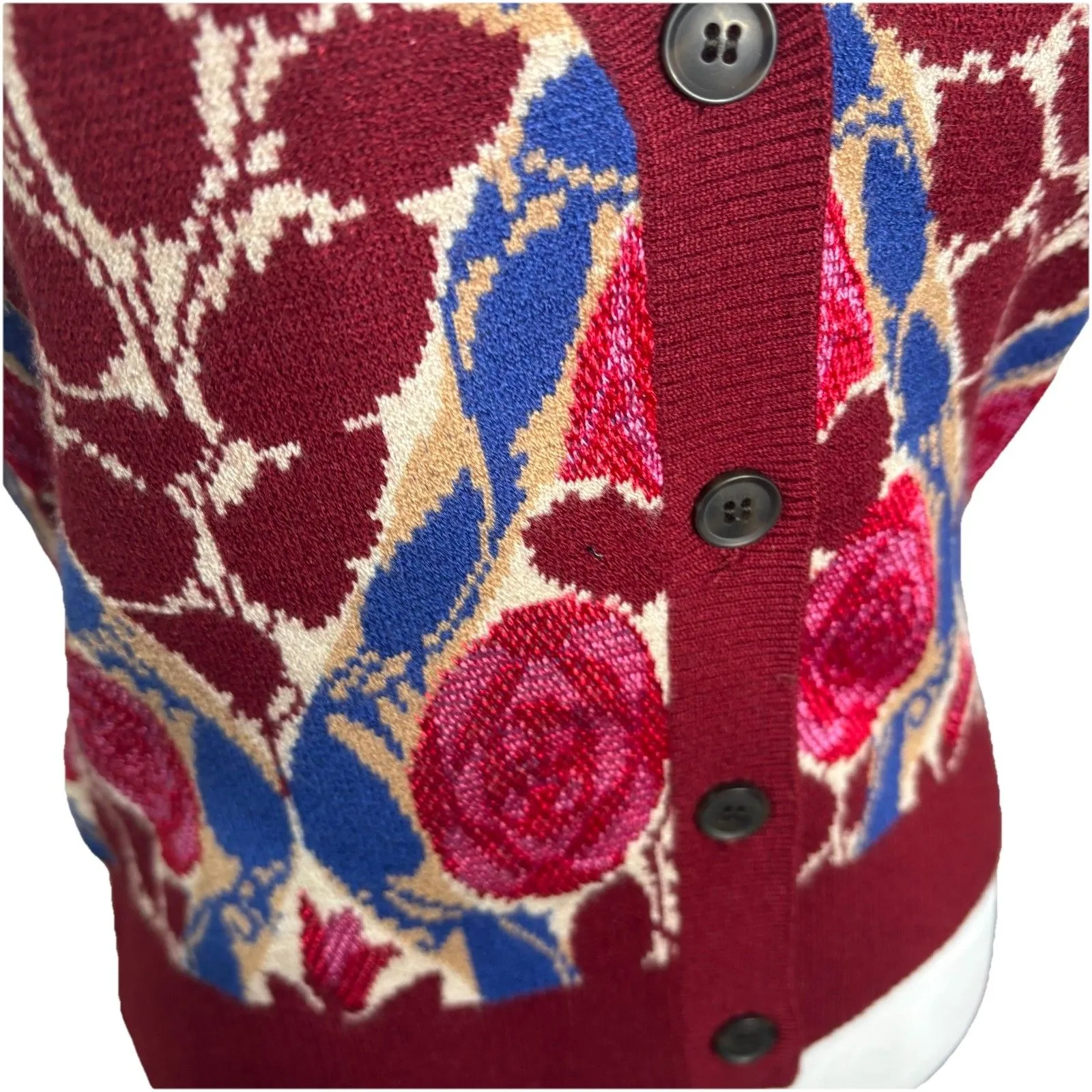 Maeve Anthropologie  Floral Button Up Sweater Vest Red Dera Size Small NWT - Image 2