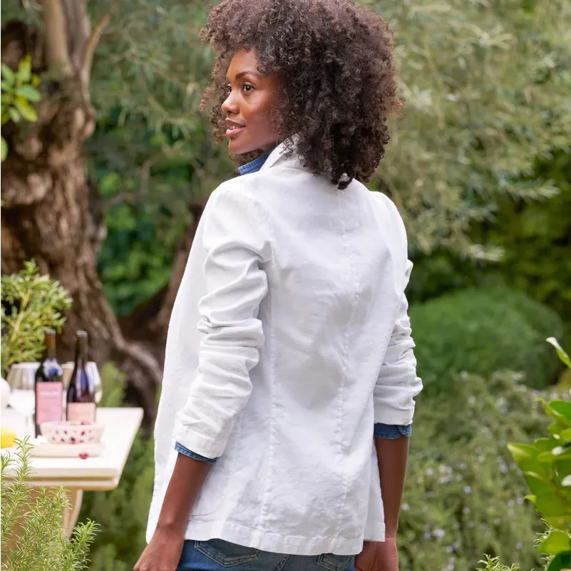 Frank and Eileen Dublin Tailored Blazer White Performance Linen Size Small - Image 4