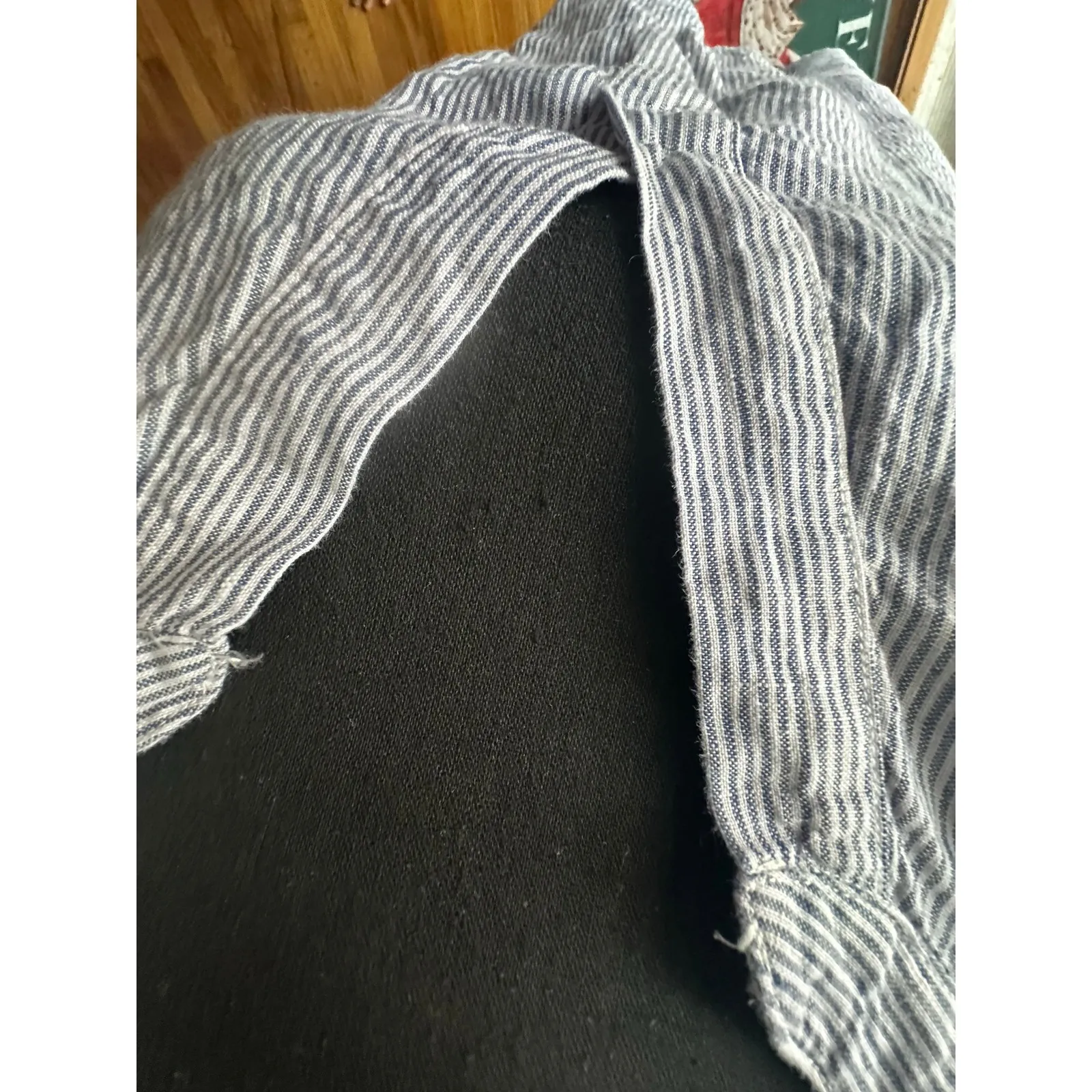 Tahari Blue & White Striped Linen Blend V-Neck Tunic Dress 3X - Image 2