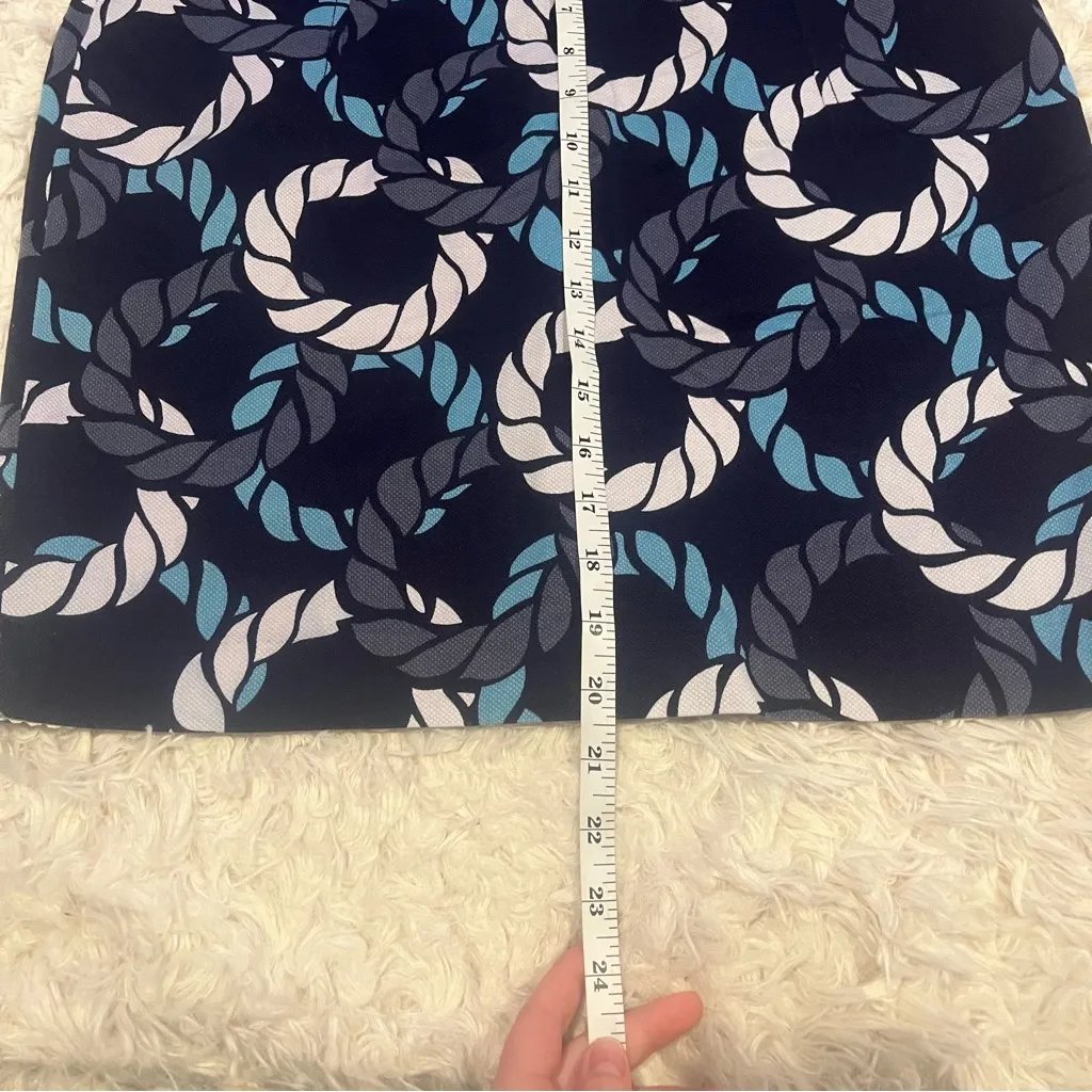 Leifsdottir Navy and White Geometric Pencil Skirt Nautical Size 4 Blue - Image 2