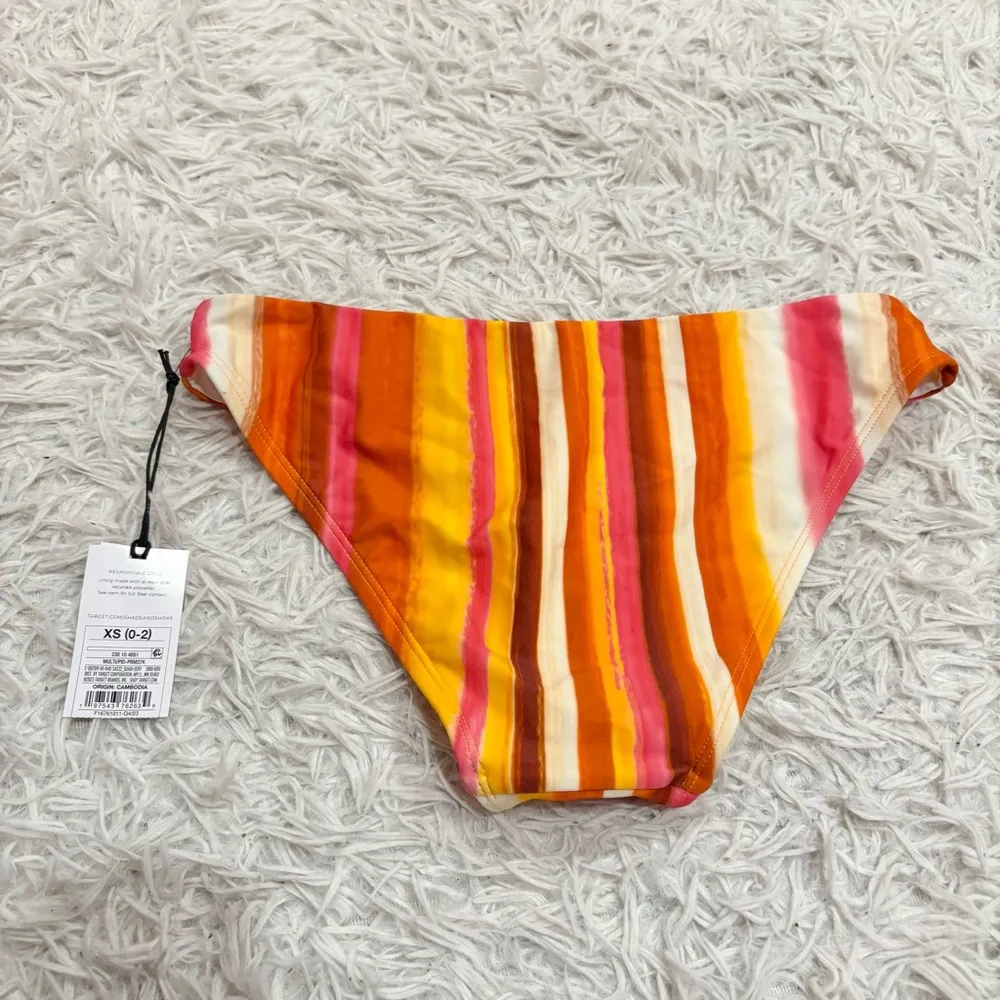 Shade & short striped low rise cheeky bikini bottom orange‎ red size XS - Image 2