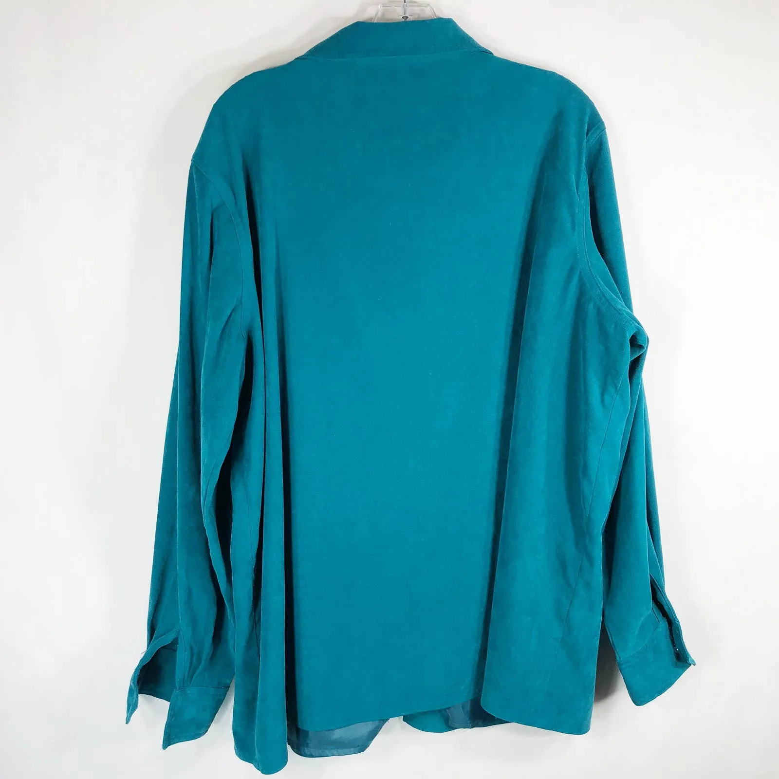 Bob‎ Mackie Plus Size 1X Jacket Green Embroidered Wearable Art Blue White 1337 - Image 2