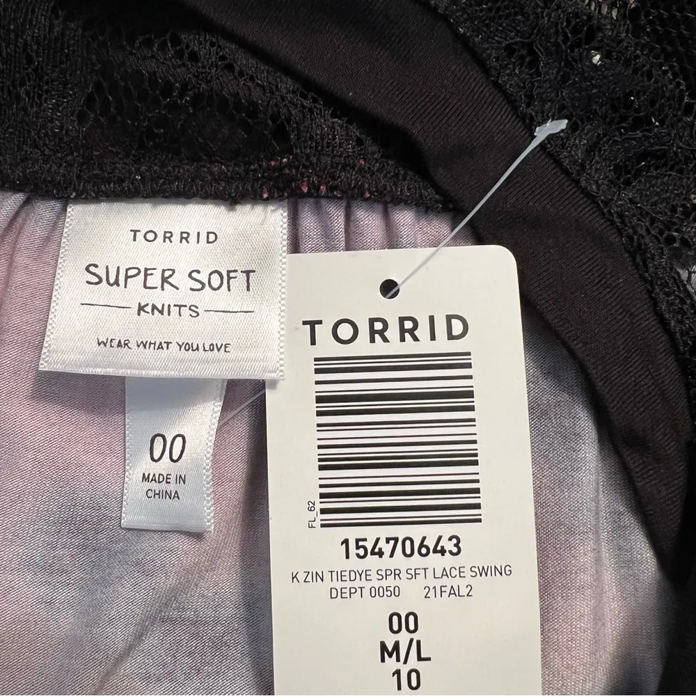 NWT Torrid Super Soft Tunic Top Lace Tie Dye Sz 10 Burgundy Black Swing Chic - Image 16