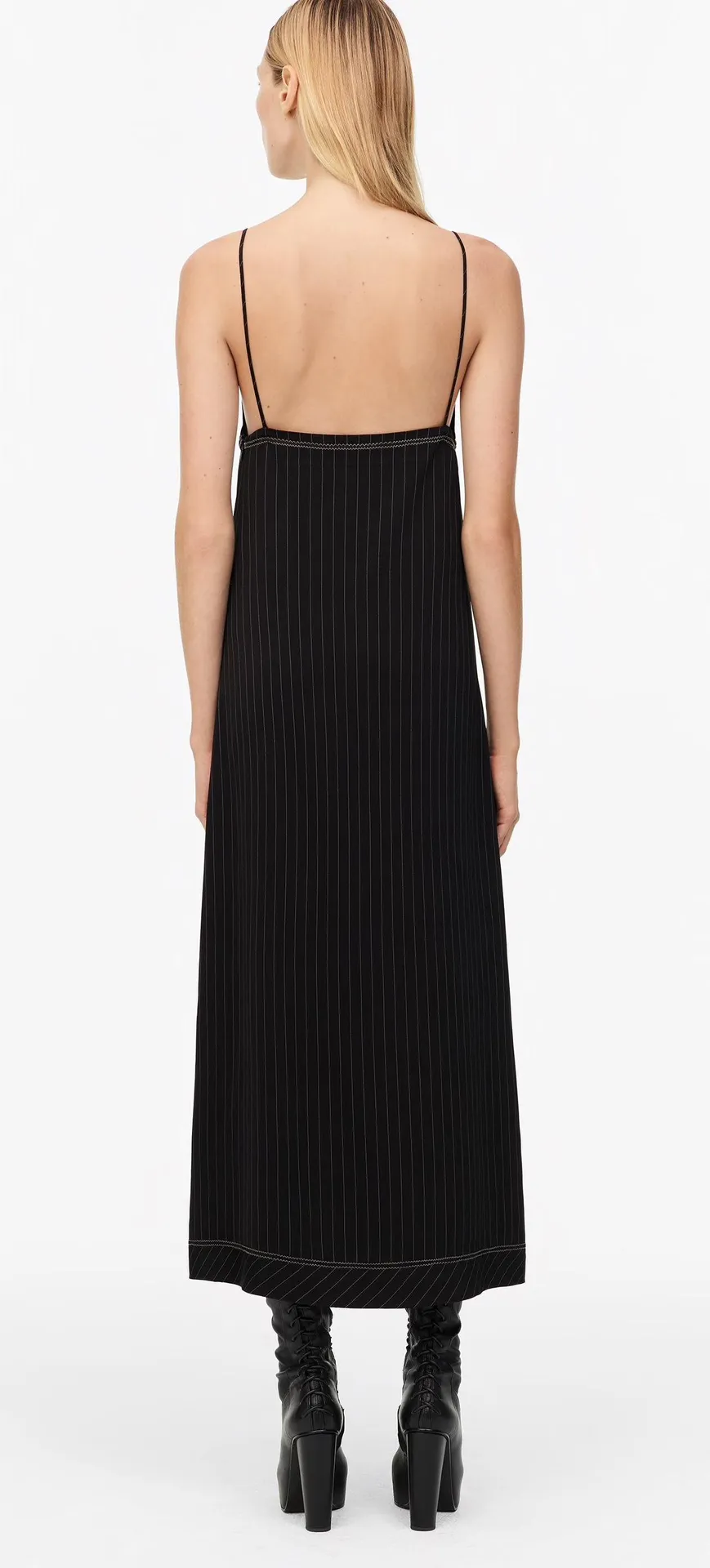 Black Striped Limited Edition Slip Midi Dress - Image 4