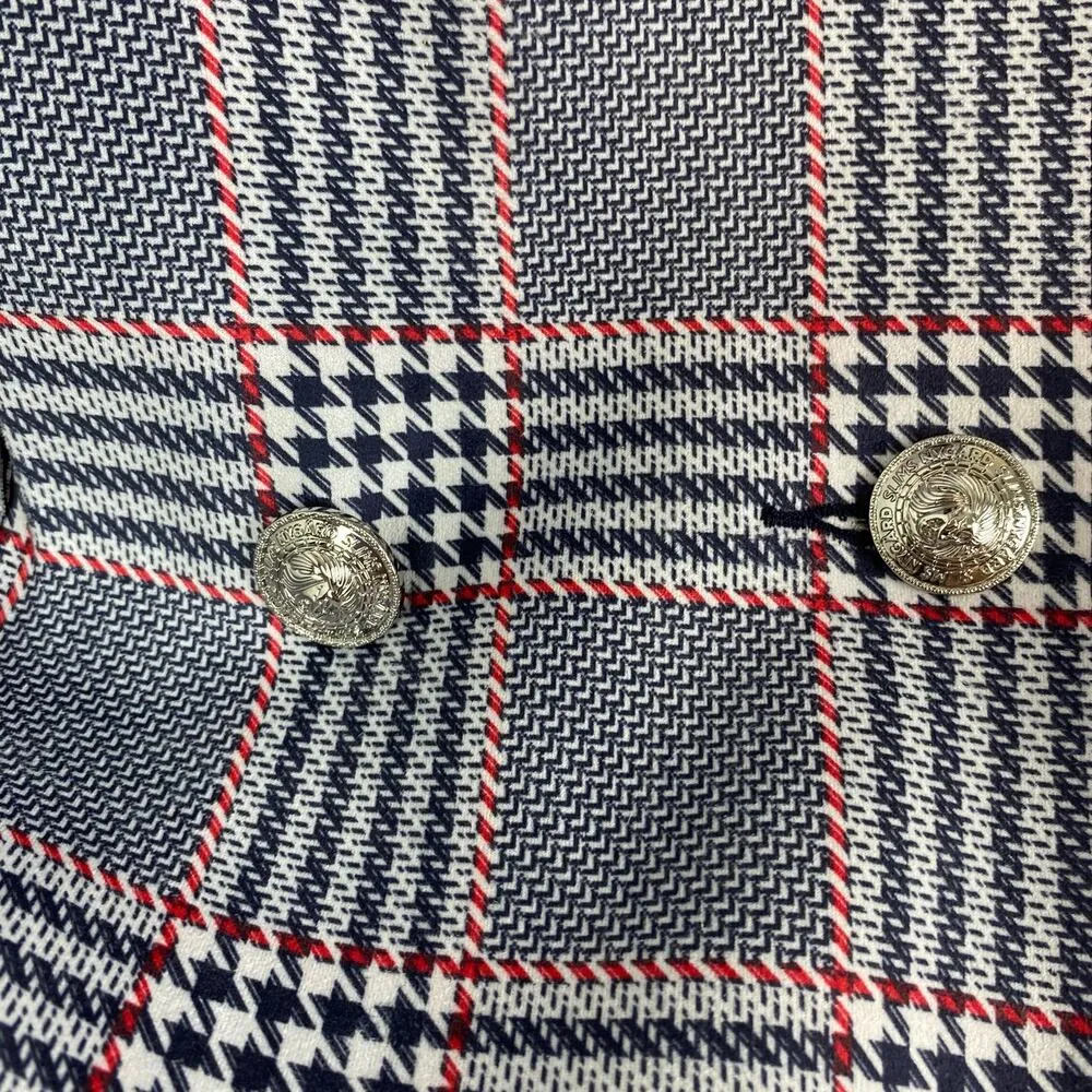 Nygard Plaid Double Breasted Long Jacket Medium Blue - Image 4