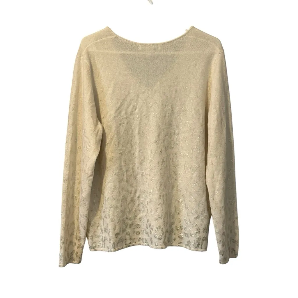 Tommy Bahama Women Size XL Sweater Gold‎ Sparkle Cashmere/Wool Blend Designer - Image 2