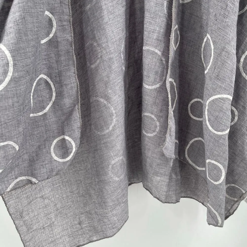 TREZO Wrap Shawl Circles Lagenlook Gray White Artsy Art Funky Cotton Blend Light - Image 12