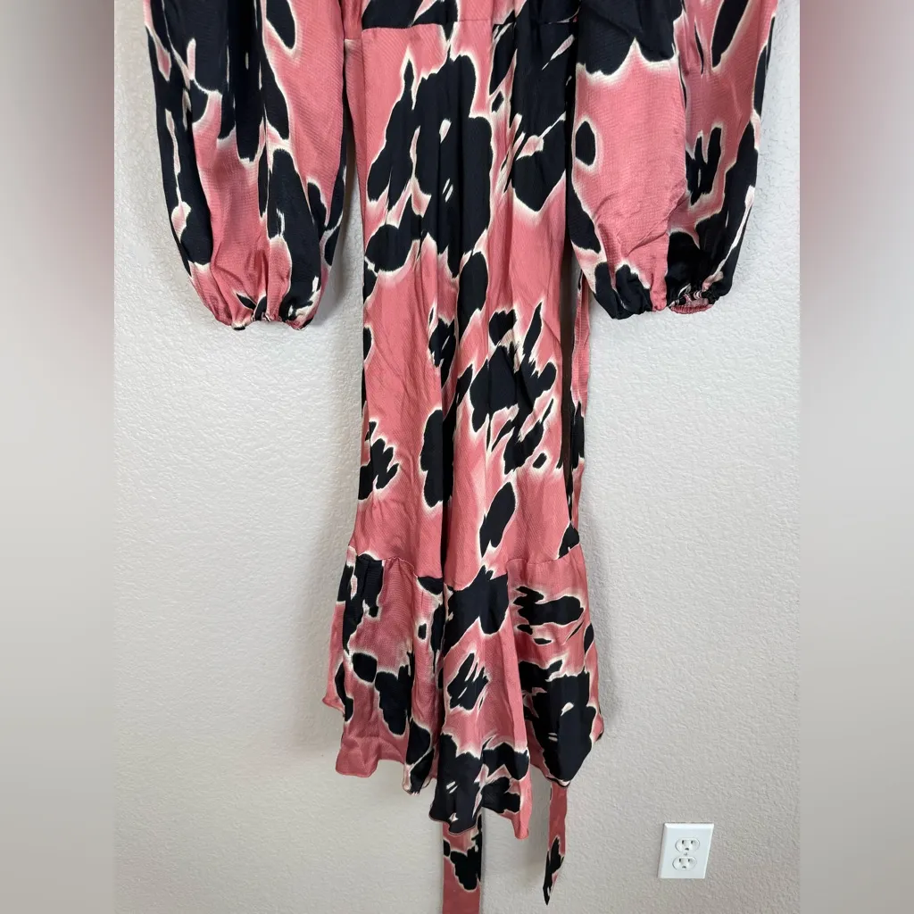 Tanya Taylor Long Sleeve Blaire Wrap Midi Dress in Garnet Rose Multi sz 0 $695 - Image 16