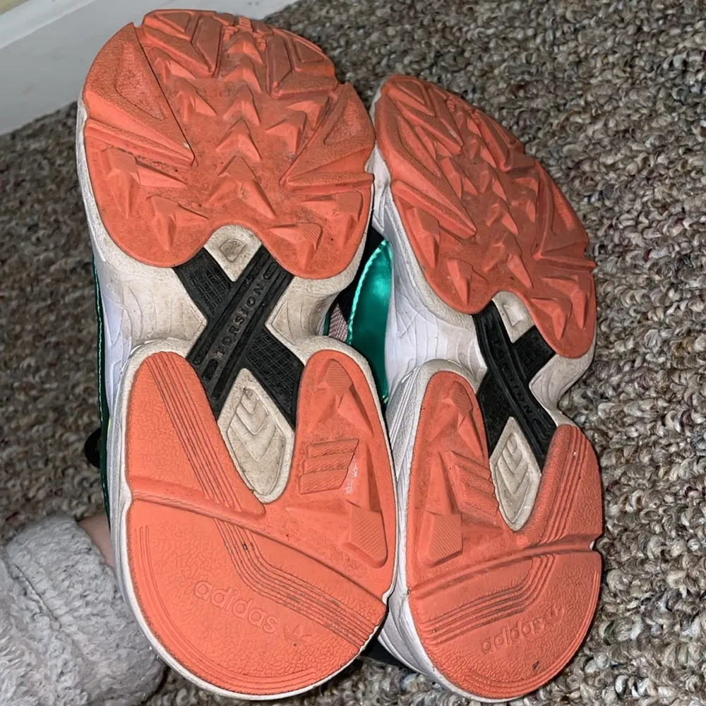 Womens Adidas Falcon Clear Pink Aero Green Athletic Shoe Sneakers - Image 7