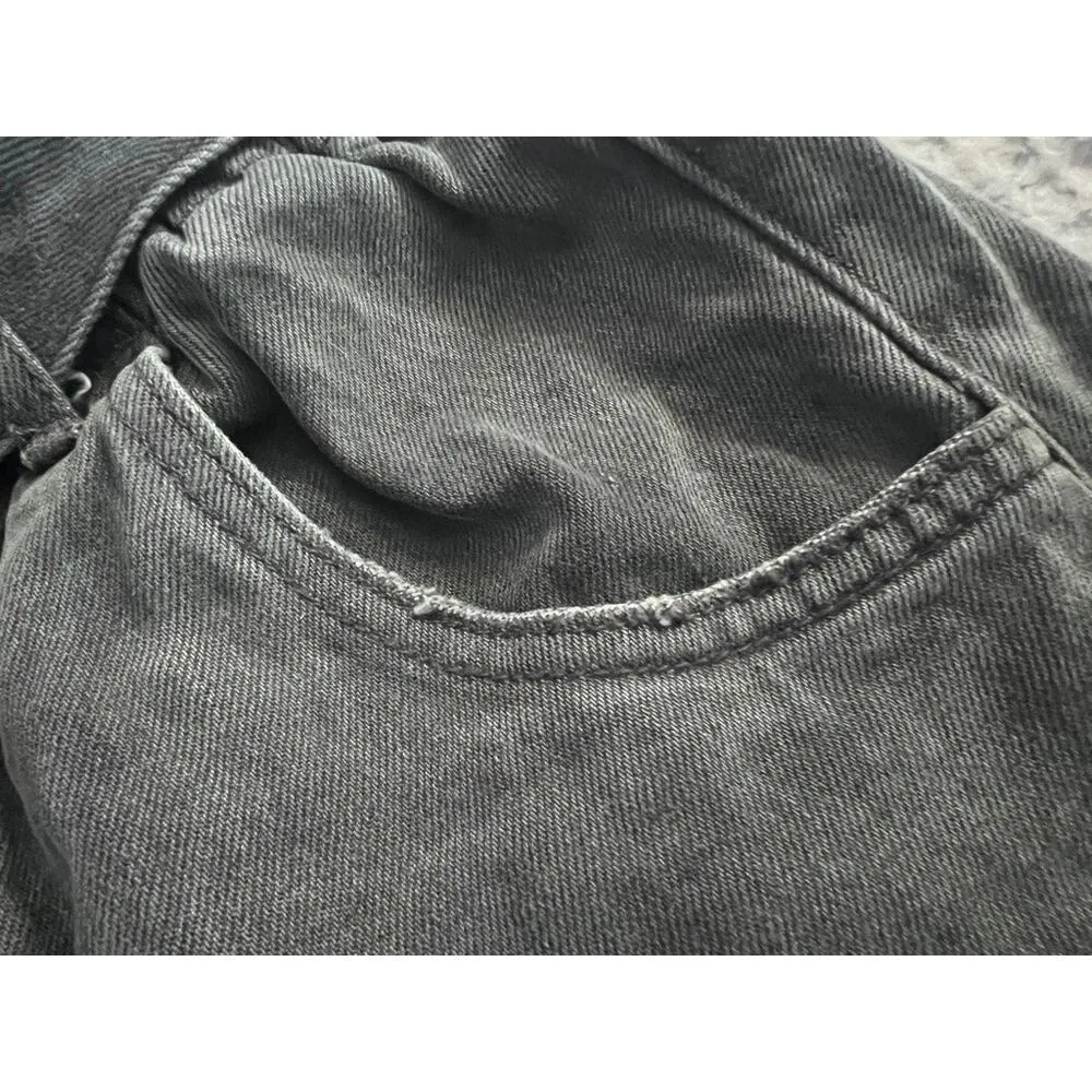 Vervet Black Denim Belted Paper Bag Elastic High Waist Shorts Size S Women's - Image 5