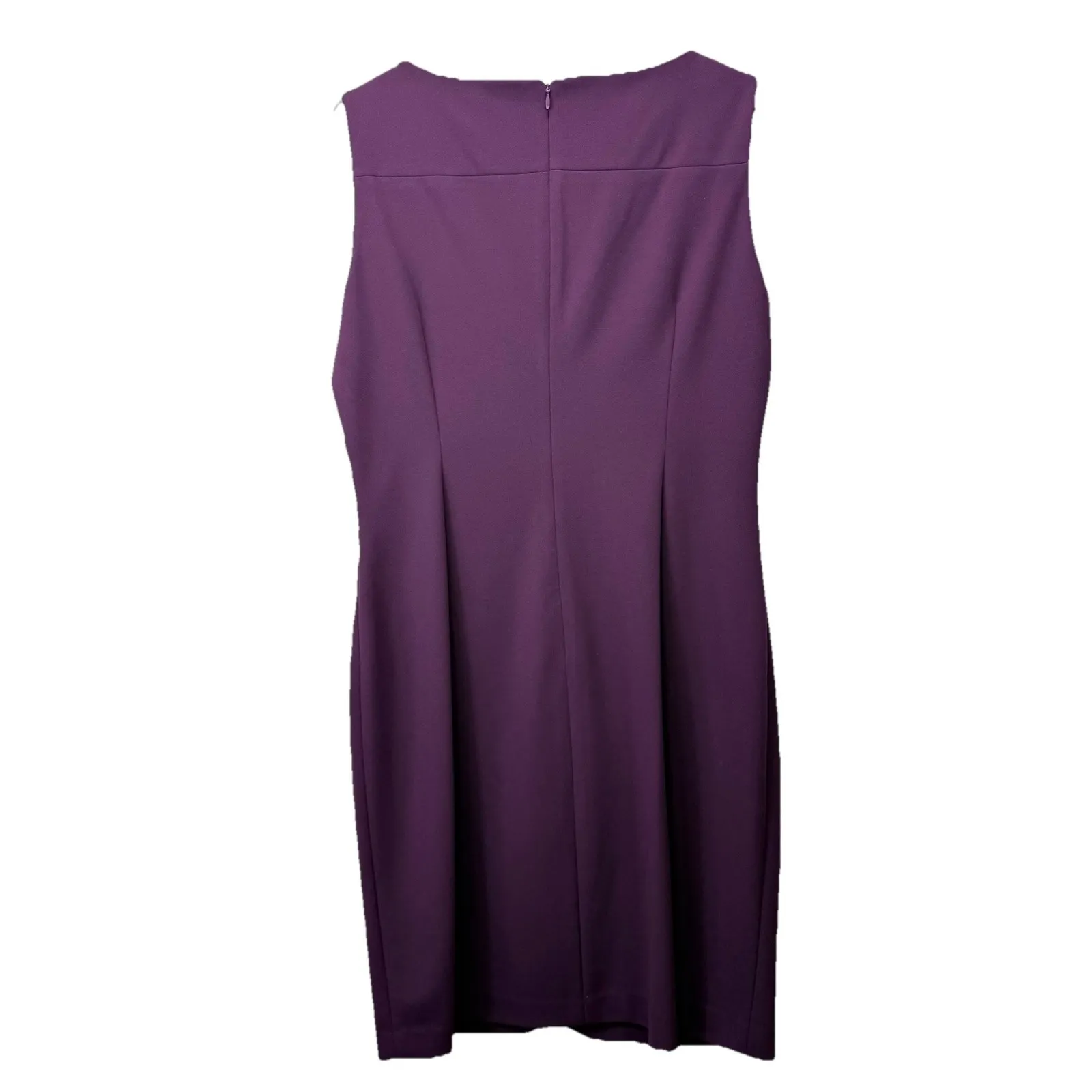Calvin Klein Purple Sunburst Seam Stretch Crepe Sleeveless Sheath Dress‎ Size 14 - Image 8