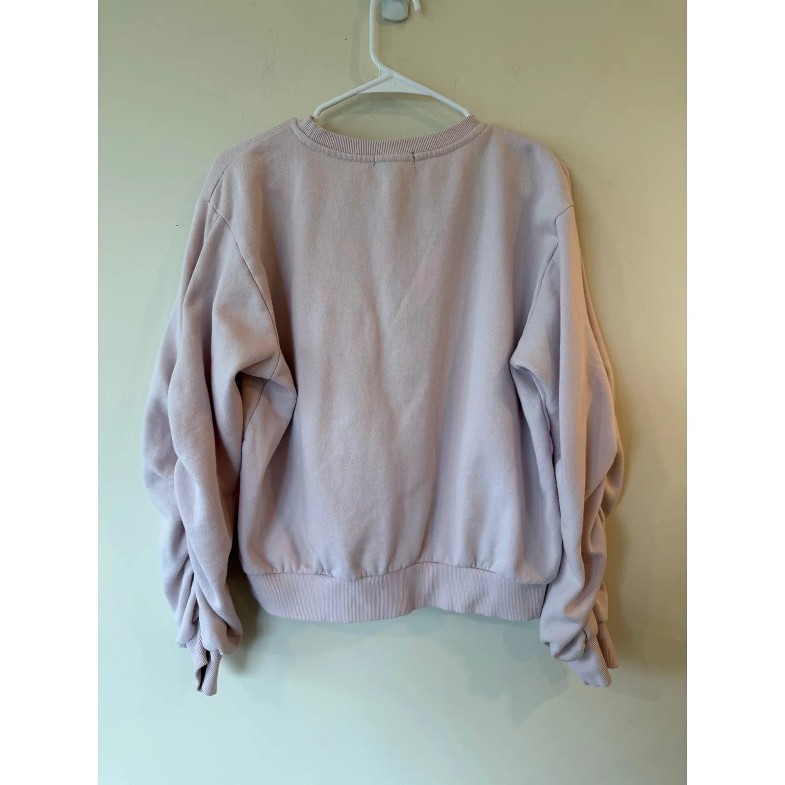 True Religion Brand Jeans Sweatshirt Womens M Pink Fleece Lined Ruched Sleeve Size M - Image 2