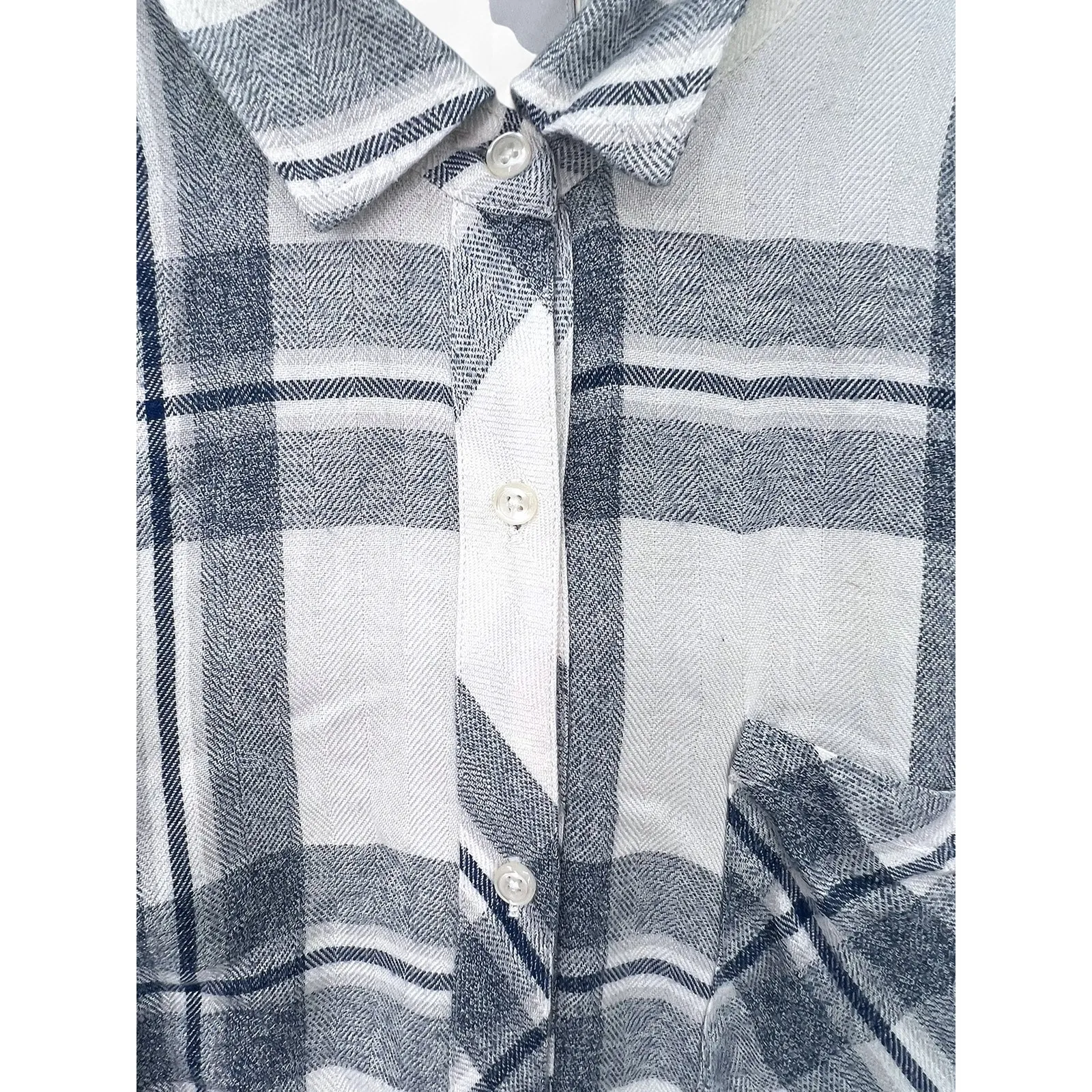 RAILS | L | Flannel Button Up Down Shirt Top Blouse Plaid Womens Navy White - Image 5