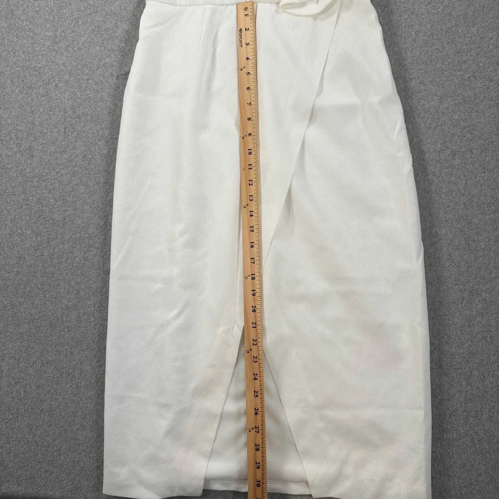 Keepsake the Label Ruffle Neck Midi Dress Women's Large White Crepe Slit Bride - Image 5