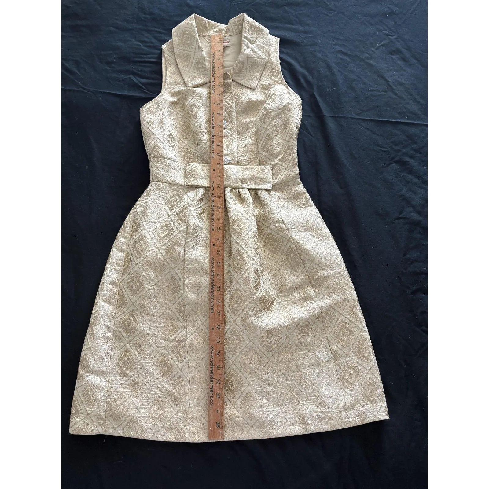 Plenty Frock Tracy Reese Dress S Gold Metallic Jacquard Brocade Party Castle - Image 9