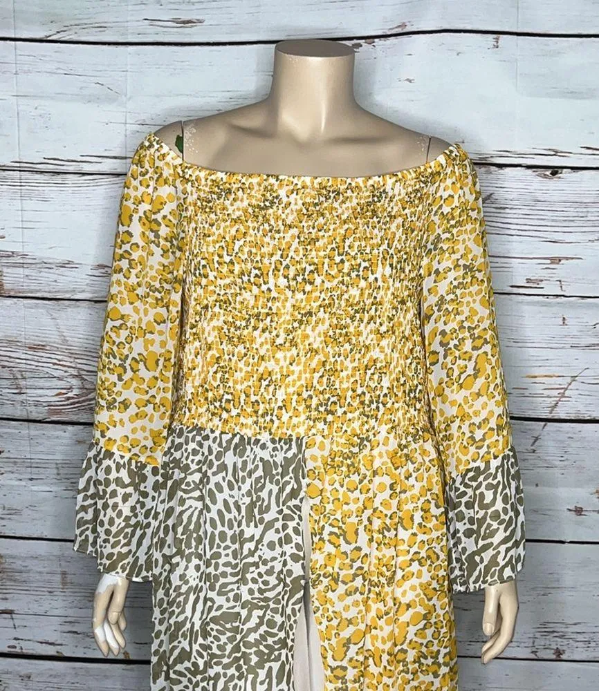 Cato NWT 26/28W Golden Glow Tropical Escape Printed Off Shoulder Tunic Blouse - Image 2