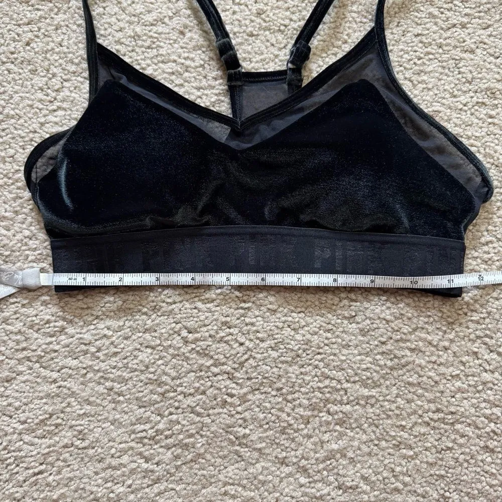 PINK Sport Ultimate Lightly Lined sports bra, black velvet velour, size small - Image 5