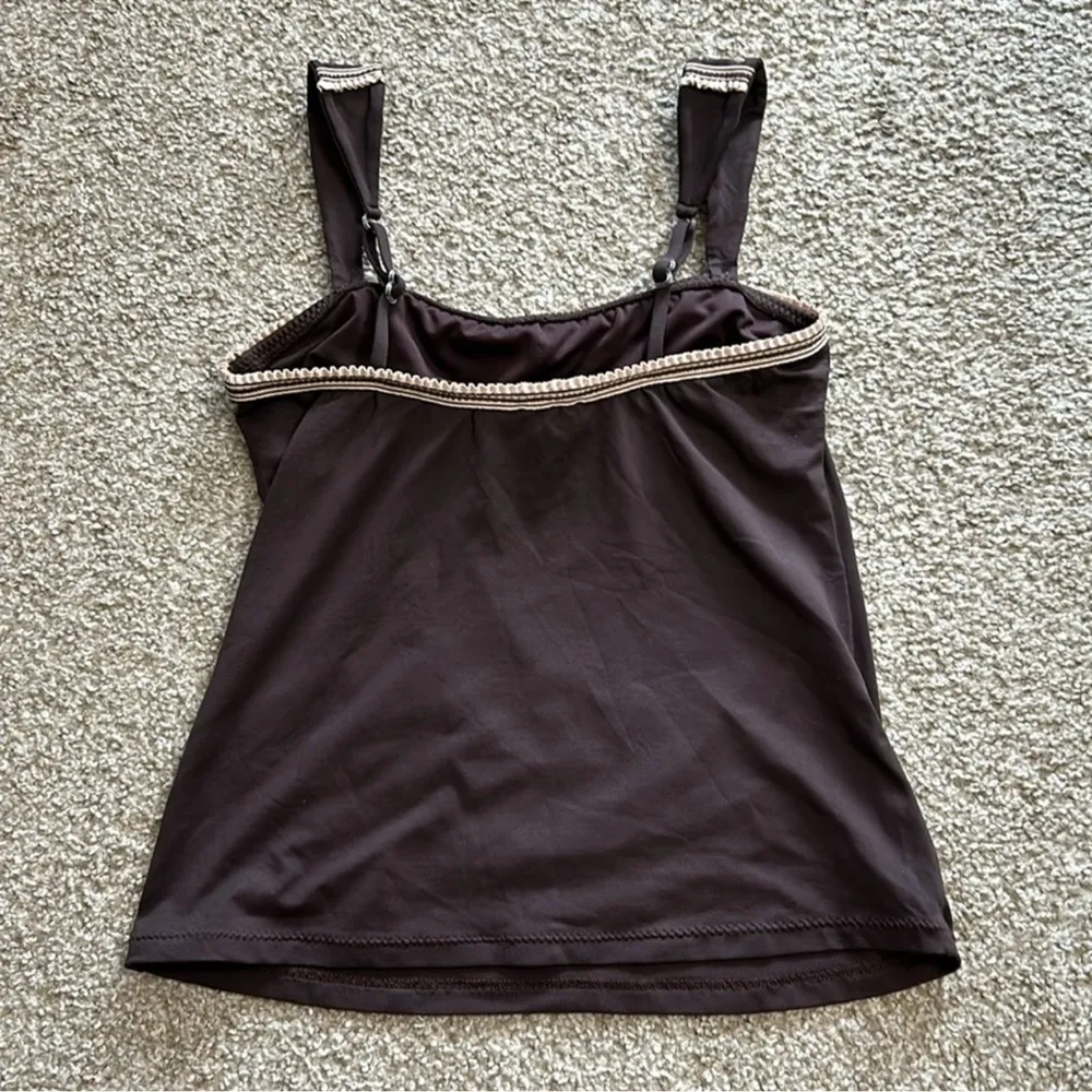 BECCA Floral Embroidered Lace Chocolate Brown Swimsuit Set Size Small - Image 6