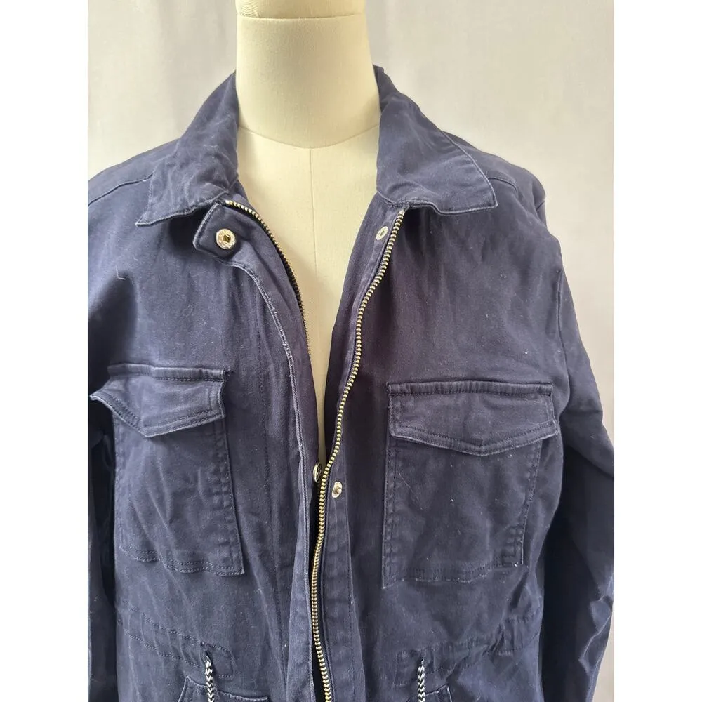 Women’s dip Navy Blue Trench coat Sz L Size L - Image 2