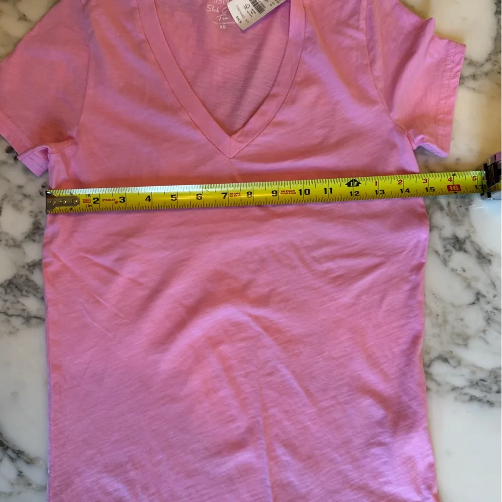 NWT JCrew V Neck Slub Cotton Tee Bubblegum Pink Women’s Short Sleeve XS - Image 6