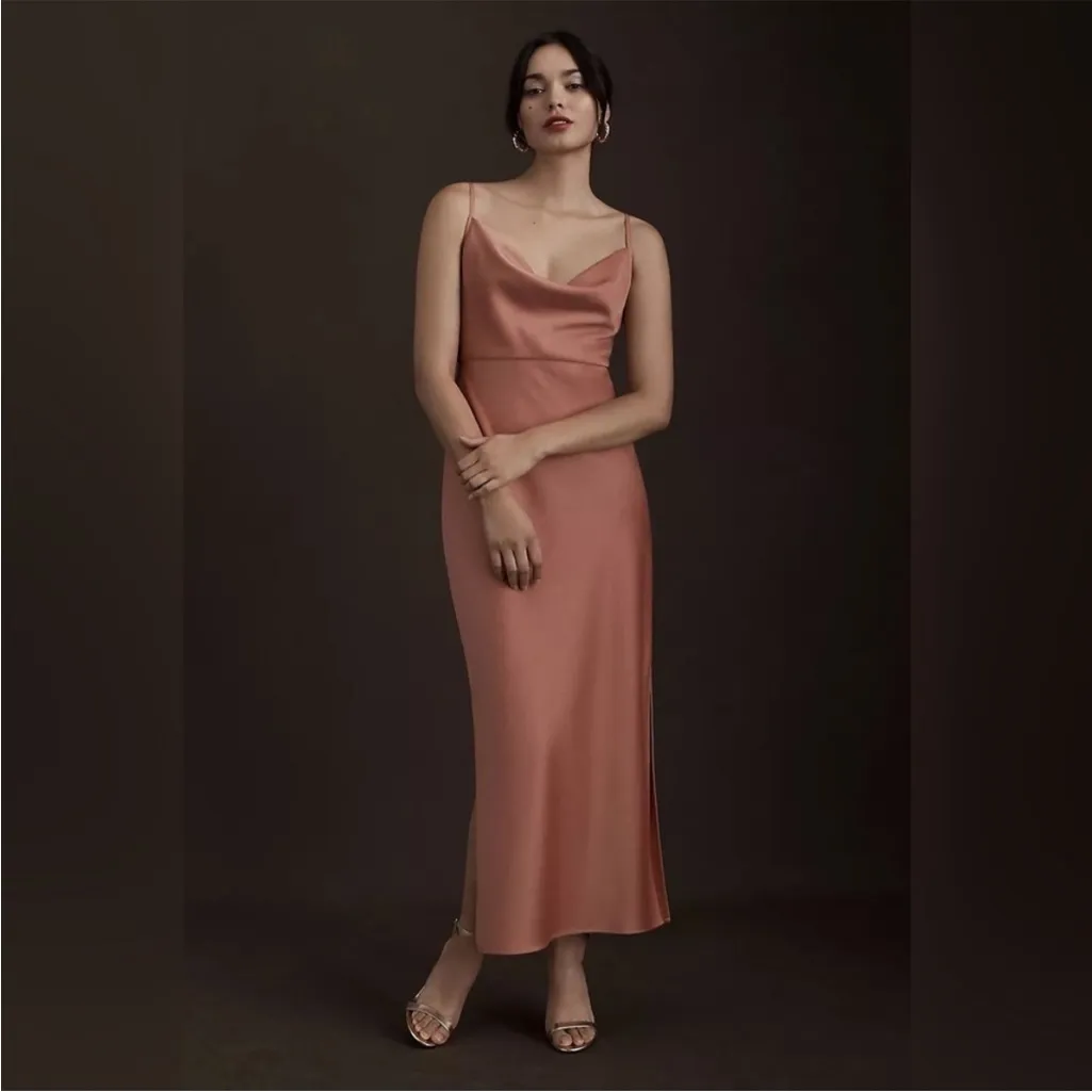 BHLDN Cali Satin Charmeuse Midi Dress
'DESERT ROSE' Women's size 0 wedding event - Image 3